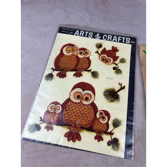 1970s Vintage Mushroom and Owl Decal Stickers - Picture 5 of 9